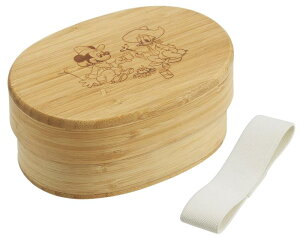 スケーター(Skater) 竹製 ランチ ボックス 400ml 和風 弁当箱 小判型 仕切り付 ランチベルト付 ディズニー ミッキー&フレンズ BWLB4-A