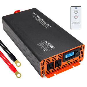 DATOUBOSS �C���o�[�^�[ �����g 24V 2000W �������g �C���o�[�^�[ DC 24V��AC 100V�ɕϊ� 3���o�̓\�P�b�g×2�AUSB�\�P�b�g×1�AType-C×1 �J�[�C���o�[�^�[, �ő�4000W LCD�t���f�B�X�v���C �����R���t��