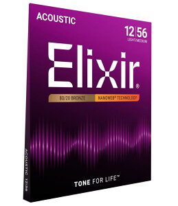 Elixir �G���N�T�[ �A�R�[�X�e�B�b�N�M�^�[�� NANOWEB 80/20�u�����Y Light Medium .012-.056#11077