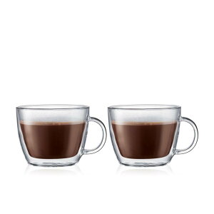 BODUM �{�_�� �O���X �R�b�v �^���u���[ BISTRO �r�X�g�� �_�u���E�H�[�� �J�t�F���e�J�b�v 450ml. 2�Z�b�g �ۉ��ۗ␫ ��d�\�� �ϔM�K���X �d�q�����W�� �I�[�u���� �H���� �Ⓚ�ɉ� �y���K