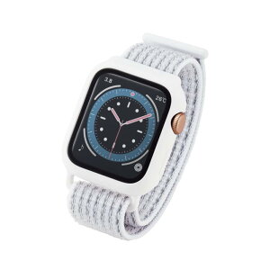 �G���R�� Apple Watch (�A�b�v���E�H�b�`) �P�[�X �J�o�[ �o���h��̌^ 40mm [Apple Watch SE2 SE 6 5 4 �Ή�] �S�ʕی� �K���X �t�@�u���b�N���n �z���C�g AW-20SBCFBWH