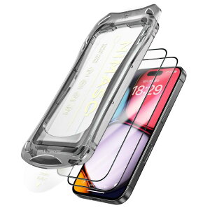 NIMASO �K���X�t�B���� iPhone 16 Pro Max�p �����K���X ���� �S�� �ی�t�B���� �������o ���ȒP�\��t�� �ϏՌ� �w��h�~ �K�C�h�g�t�� 2���Z�b�g �A�C�t�H��16�v���}�b�N�X �Ή��i6.9�C���`�jDSP24