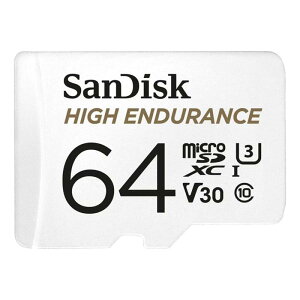 SanDisk microSD �J�[�h 64GB UHS-I U3 V30 Class10 �h���C�u���R�[�_�[ �Ď��J���� ���ϋv High Endurance SDSQQNR-064G-GH3IA �ȈՃf�U�C���p�b�P�[�W 2�N��