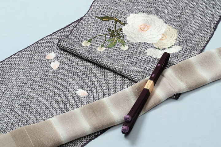 楽天市場】名古屋帯 反物 正絹 絞り 総絞り 綸子 刺繍 刺しゅう 桜 桜 