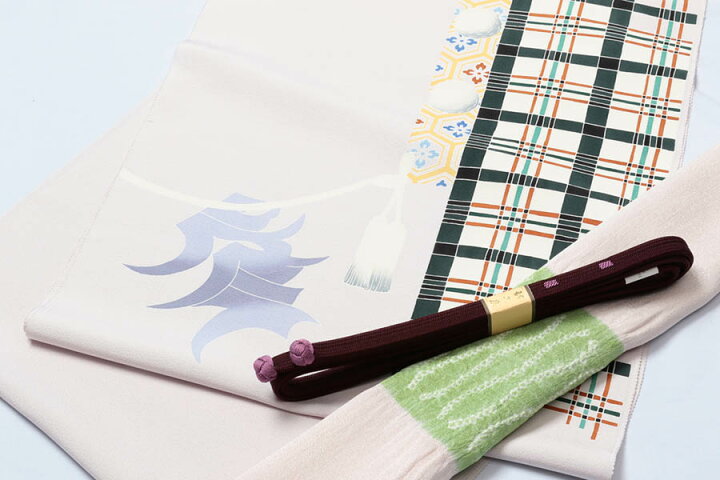 楽天市場】名古屋帯 反物 正絹 しゃれ帯 歌舞伎 弁慶格子 隈取 塩瀬の  