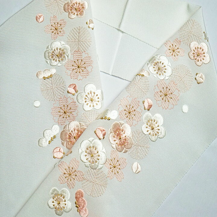 楽天市場】梅 桜 春 刺繍 正絹半衿 衿秀 刺繍入り 振袖 半襟 半衿 