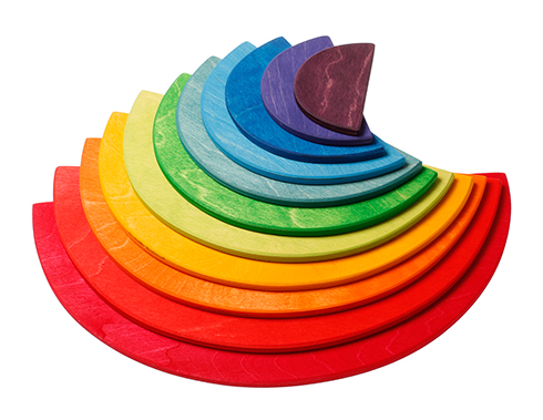 グリムス　半円盤レインボー　GRIMM'S（Large　3歳　4歳　Semicircles,　ラッピング無料　11pieces）　出産祝い　rainbow　2歳　colors,　木のおもちゃ