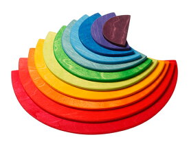 【正規輸入品】グリムス　半円盤レインボー　GRIMM'S（Large Semicircles, rainbow colors, 11pieces）　木のおもちゃ ラッピング無料　出産祝い　2歳　3歳　4歳
