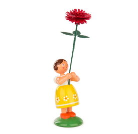 エルツ地方　ミニチュアシリーズ　赤いダリアの花を持つ女の子　ザイフェン