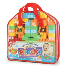ブロックセット 58ピース 赤 (2039000321363Red)　　　大きい プラスチック つみき 知育 玩具