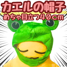 カエル　被り物　帽子　コスプレ　ぬいぐるみ　国内40cm　【残3】