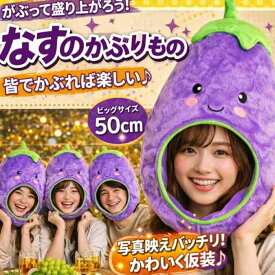 【翌日発送】なす　茄子　ナス　コスプレ 被り物　野菜　なすび　仮装　ぬいぐるみ　帽子 60cm 子供大人対応　コスチューム ぼうし お祝い ハロウィン【現品写真有】