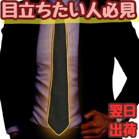 【翌日発送】LED led ネクタイ オレンジ 橙 コスプレ コス 光る 電池 点灯 40cm 子供大人対応 コスチューム お祝い ハロウィン プレゼント袋付【現品写真有】