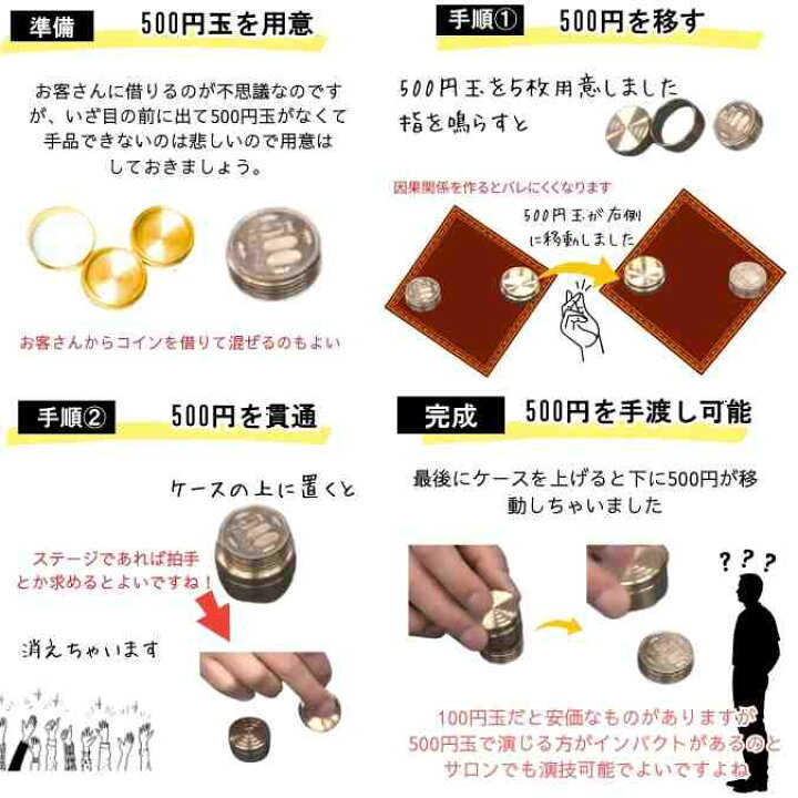 楽天市場】ダイナミックコイン 手品 マジック 500円対応版 コイン 