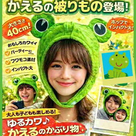 カエル　被り物　帽子　コスプレ　ぬいぐるみ　国内40cm　【残3】