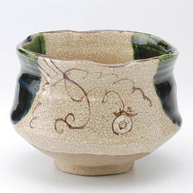 春草作 織部 抹茶碗（木箱入）/ 抹茶碗 春草 瀬戸焼 赤津焼 伝統工芸 手造り 織部 あす楽