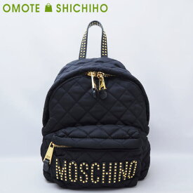 MOSCHINO モスキーノ バックパック ミニ リュック ナイロン キルティング スタッズ 黒 ブラック レディース 美品【中古】