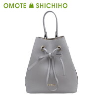 FURLA ショルダーバッグ 巾着型 バケツ型ブルーグレー 保存袋付き 