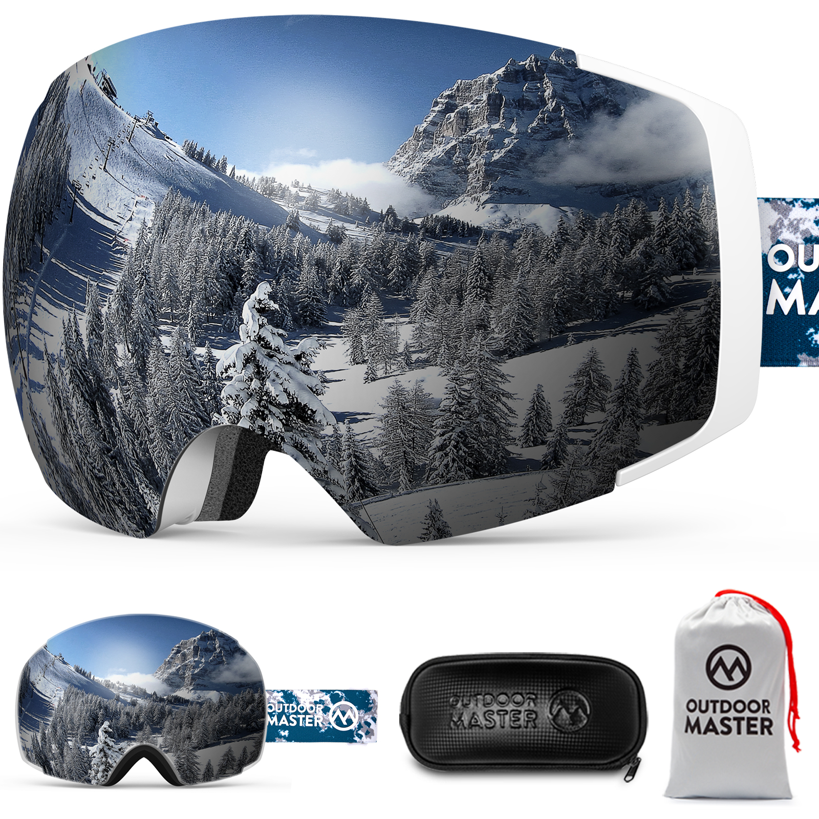 スキーゴーグル 両層磁気レンズ レンズ着脱可 UV100%カット メガネ対応