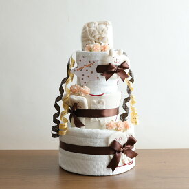 1月23日(金)★到着可能★ おむつケーキ 出産祝い バスタオル付 名入れ 送料無料 今治タオル オムツケーキ 豪華3段DX おむつけーき オーガニック 男の子 女の子 ギフト キャラクター ダイパーケーキ 赤ちゃん くすみカラー 豪華 専門 バレンタイン 出産記念品