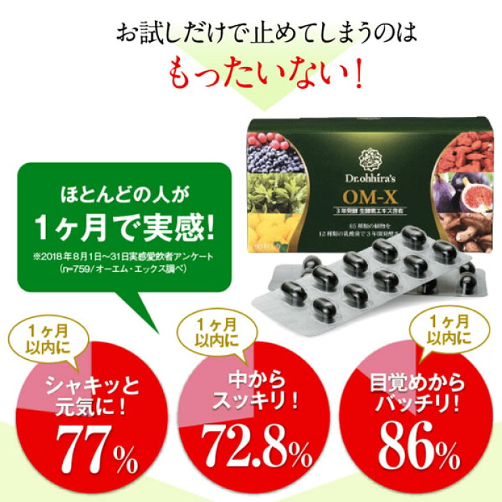 楽天市場】生酵素サプリメント『OM-X（オーエム・エックス） 60粒入り 