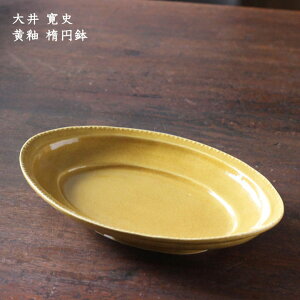 大井寛史 黄釉 楕円鉢│鉢もの だえん 黄色 イエロー パスタ サラダ かわいい おしゃれ 華やか 日本製 作家もの
