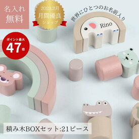 【名入れでもあす楽】名入れ 積み木 出産祝い 1歳 つみき 名入れ 知育玩具 誕生日 つみき 積木 木のおもちゃ 名前入り プレゼント 出産祝い 名入れ 男の子 女の子 プレゼント パズル 動物 セット 動物園　22ピース 名入れ無料
