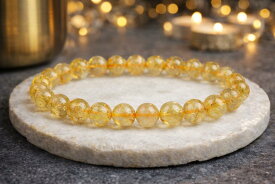 天然ゴールドルチルクォーツ／6mm玉／長さ: 18.5センチ