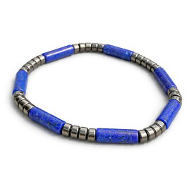 ラピスラズリ／ヘマタイト／ブレスレット／天然石 チューブビーズ 18cm パワーストーン 男女兼用