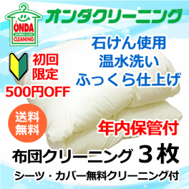 ★初回限定500円OFF【年内保管付】布団クリーニング 3枚 羽毛布団 シングル・ダブルサイズ　ふっくら仕上げ　温水丸洗い【送料無料】(北海道・沖縄・離島除く)