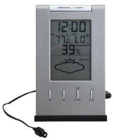 デジタル最高最低温湿度計 サーモ1040時計、天気予報/外部センサー付き！