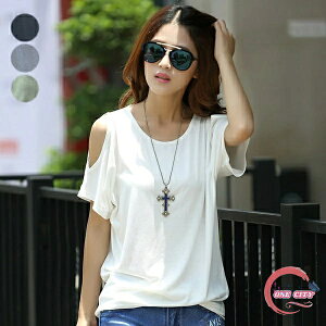 Tシャツ レディース タンクトップ 肩だし トップス ゆったり カットソー オフショルブラウス トップス レディース ブラウス 半袖 ハーフスリーブ ガーリー フリル 女性 白 黒 グレー グリー