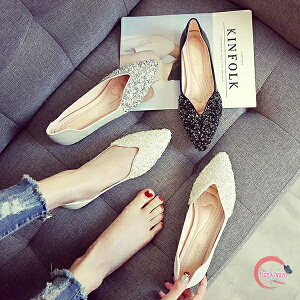 パンプス ローヒール レディース ポインテッドトゥ ぺたんこ キラキラ Vカット フラット ローヒール バレエシューズ クッション 歩きやすい 疲れない 軽量 美脚 靴 女っぽ パーティー エレガ