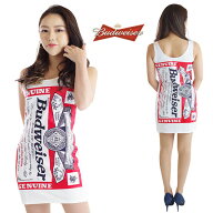 バドワイザー クルーワンピース ホワイト バドガール コスプレ レースクイーン Budweiser S M L XL bw-op…