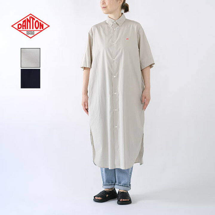 楽天市場】ダントン DANTON コットンポプリン 半袖 ロングシャツ 