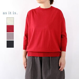 �A�Y �C�b�g �C�Y ���l���� as it is.Linenya �N���[�l�b�N 7���� �j�b�g Crew neck three-quarter sleeves AS604 �R�b�g���s���������t������������2026'�t��