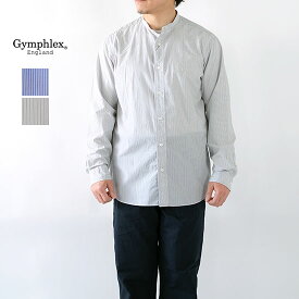 楽天スーパーセール!!SALE 半額50%OFF!! ジムフレックス Gymphlex メンズ バンドカラー ストライプ 長袖シャツ GY-B0245 TRR＊送料無料＊《即日発送》【返品不可】