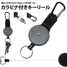 カラビナ キーリール コードリール キーホルダー キーリング 鍵 釣り キャンプ アウトドア 伸縮 自動巻き上げ PR-CORDRELL2【メール便対応】