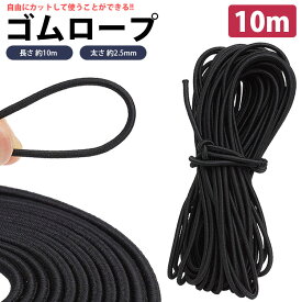 ゴムロープ ゴム紐 長さ 10m 直径 2.5mm 丸ゴム 高伸縮性 簡単 カット 手芸 アウトドア DIY 多目的 PR-GOMRO2501ST