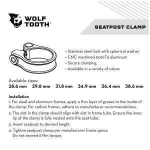 �E���t�g�D�[�X(Wolf Tooth) Seatpost Clamp 38.6 mm Blue