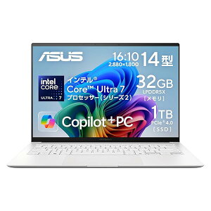 ASUS �m�[�g�p�\�R�� Zenbook S 14 UX5406SA 14�C���` �C���e�� Core Ultra 7 258V ������ 32GB SSD 1TB Windows 11