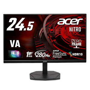 Acer �Q�[�~���O���j�^�[ 24.5�C���` VA �t��HD ����� 280Hz 1ms sRGB99% AMD FreeSync Premium HDR10 HDMI 2.0 Di