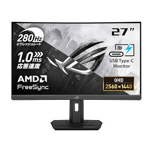 �Q�[�~���O���j�^�[ ROG Strix XG27WCMS ? 27�C���`�i2560x1440�j/ �p�Ȍ^ / 280Hz�i�I�[�o�[�N���b�N�j/ 1ms (GTG) / Extreme Low Motion Blur Sync/USB Type-C/FreeSync Premium/DisplayWidget Center/�O�r�p�\�P�b�g/HDR/������