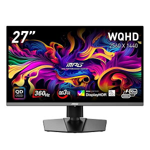 QD-OLED �Q�[�~���O���j�^�[ MPG 271QRX QD-OLED 26.5�C���`/WQHD/QD-OLED�p�l��/360Hz/0.03ms(GTG)/�n�[�h�E�F�A�u���[���C�g�J�b�g/DisplayHDR True Black 400/AI�r�W����/HDMI2.1/DP 1.4a/USB Type-C(�ő�90W)/KVM�X�C�b�`/�c