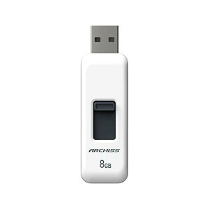 USB������ 8GB USB2.0 �X���C�h�� �X�g���b�v�z�[���t�� �L���b�v���X�f�U�C�� �z���C�g AS-008GU2-PSW