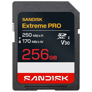 256GB Extreme PRO SD UHS-I�J�[�h - �ő�250MB/�b�̓ǂݎ�葬�x��170MB/�b�̏������ݑ��x�A4K UHD�A�t��HD�AU3�AV30 - SDSDXXJ-256G-GSCIN�B