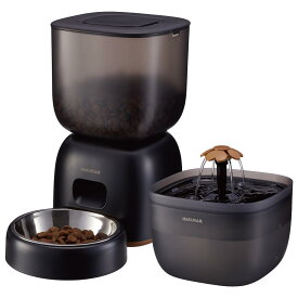NAKURAM ナクラム ペット用オートフィーダーアンドファウンテン DA-459 犬 猫 自動給餌器 自動給水器 録音機能 2WAY給電 循環式 フィルター付 ブラック インテリア おしゃれ