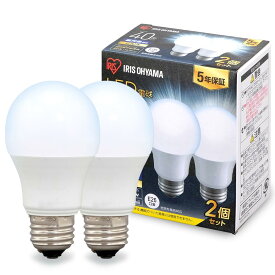 アイリスオーヤマ LED電球 口金直径26mm 広配光 40W形相当 昼光色 2個パック 密閉器具対応 LDA4D-G-4T62P