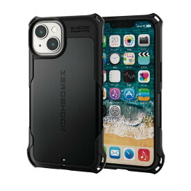 エレコム i Phone 14 / 13 ケース カバー 耐衝撃 衝撃吸収 ZEROSHOCK 四つ角ダンパー/ハニカム構造/ダブルレイヤー構造 【衝撃吸収フィルム付き】 ストラップホール付き ブラック PM-A22AZEROBK
