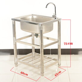 ステンレス製流し台 台所 1槽シンク 食器洗いシンク　野菜シンク 肥厚　超大容量 便利　蛇口水栓/スタンド付き　☆1層シンク